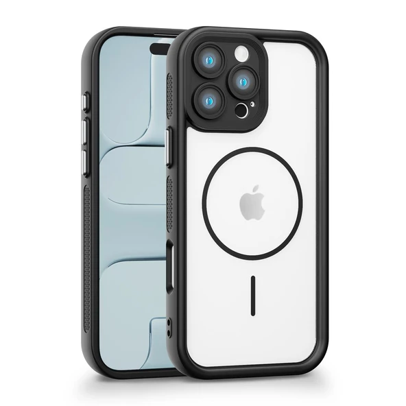 iPhone 16 Pro Max Uyumlu Kamera Korumalı Magsafe Wireless Şarj Özellikli Mat Silikon Siyah renkli Silikon Telefon Kılıfı ürün görseli