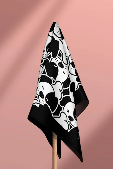 A14 Siyah Beyaz Köpek Bandanası Premium Özel Üretim 55X55 DG2063 - Resim 6