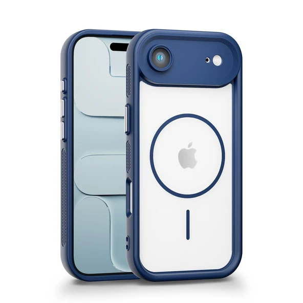 iPhone Air Uyumlu Kamera Korumalı Magsafe Wireless Şarj Özellikli Mat Silikon Lacivert renkli Silikon Telefon Kılıfı ürün görseli