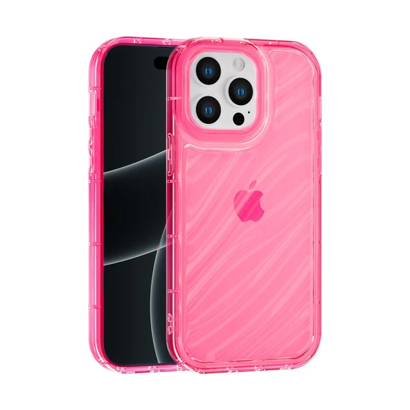 iPhone 15 Pro Max Uyumlu Telefon Kılıfı Kamera Çıkıntılı Kabartmalı Parlak Desenli Darbe Emici Silikon Kılıf - Resim 2