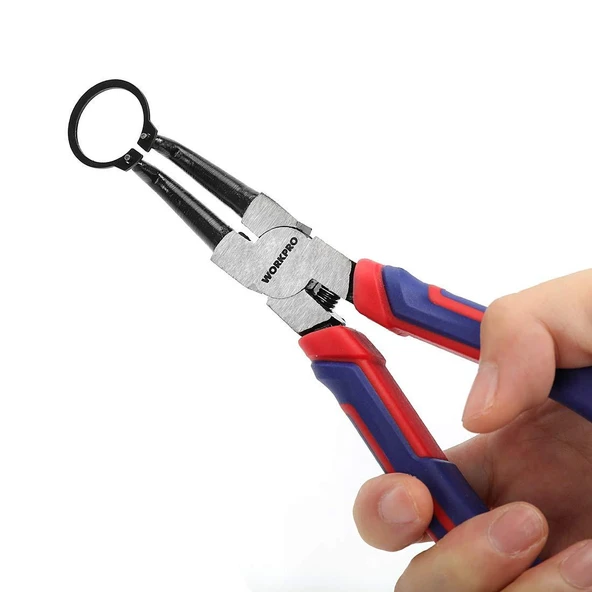 WORKPRO WP231153 180MM Cr-V Eğri Uçlu Yaylı Profesyonel Dış Segman Pensesi - Resim 5