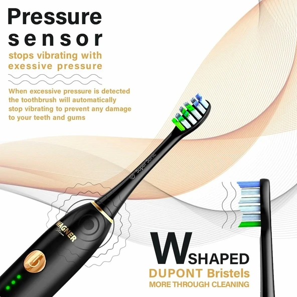 Wagner Stern WHITEN+ Sürümü. Akıllı Elektrikli Diş Fırçası - Siyah - Resim 2