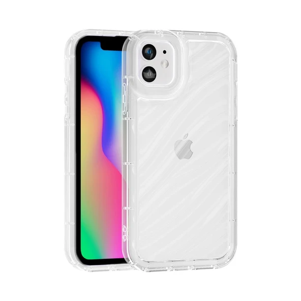 iPhone 11 Uyumlu Telefon Kılıfı Kamera Çıkıntılı Kabartmalı Parlak Desenli Darbe Emici Silikon Kılıf - Resim 2