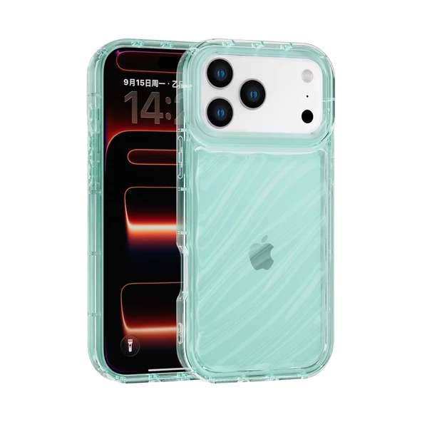 iPhone 17 Pro Max Uyumlu Telefon Kılıfı Kamera Çıkıntılı Kabartmalı Parlak Desenli Darbe Emici Silikon Kılıf - Resim 8