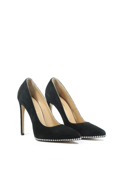 Nemesis Shoes Angel Gerçek Deri Kadın Topuklu Ayakkabı Siyah Süet ürün görseli 1