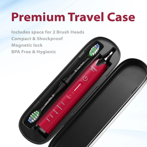 Wagner Stern Basınç Sensörlü Ultrasonik Beyazlatıcı Diş Fırçası - Bordo - Resim 4