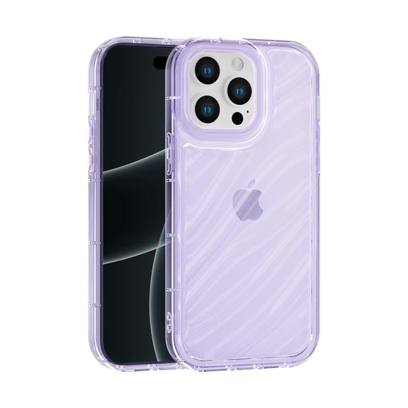 iPhone 15 Pro Uyumlu Telefon Kılıfı Kamera Çıkıntılı Kabartmalı Parlak Desenli Darbe Emici Silikon Kılıf - Resim 4