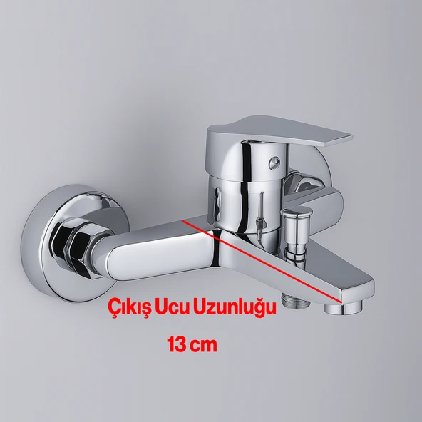 Tek Kollu Aç Kapa Krom Banyo Bataryası Duvar Tipi Armatür Premium Modern Tasarım Sıcak Soğuk Ayarlı - Resim 3