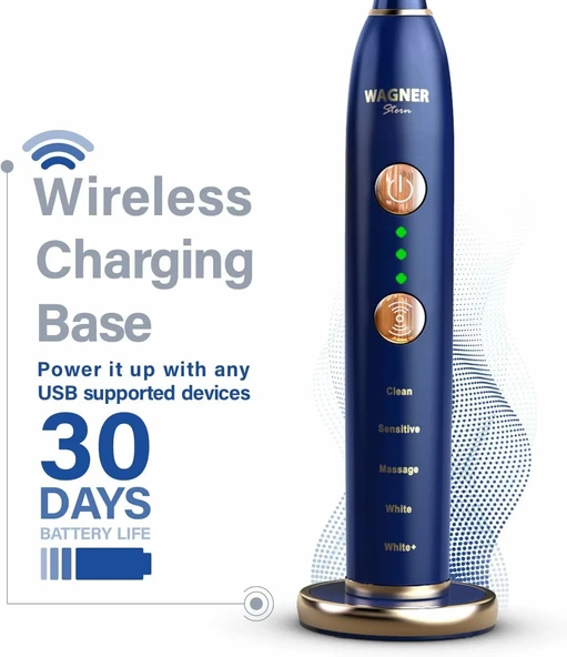 Wagner Stern WHITEN+ Sürümü. Akıllı Elektrikli Diş Fırçası - Kraliyet Mavi - Resim 4