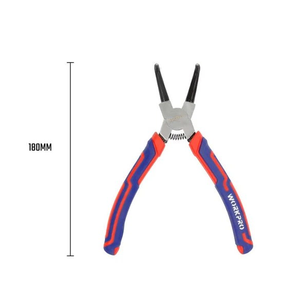 WORKPRO WP231153 180MM Cr-V Eğri Uçlu Yaylı Profesyonel Dış Segman Pensesi - Resim 2