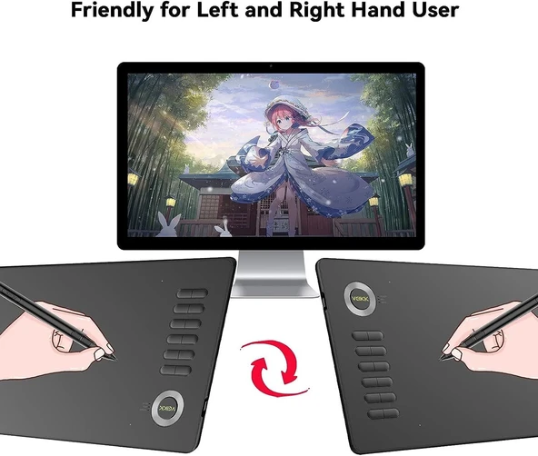 VEIKK A15 10x6 Inc Çizim Tableti, 12 Kısayol Tuşlu - Gri - Resim 2