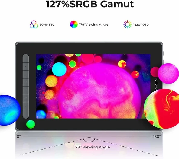 XP-Pen Artist 12 2.Gen, Grafik Çizim Tableti - 12 Inc - Siyah - Resim 3