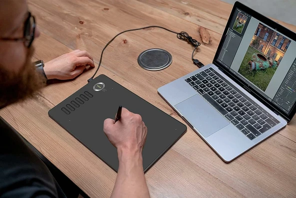 VEIKK A15 10x6 Inc Çizim Tableti, 12 Kısayol Tuşlu - Gri - Resim 4