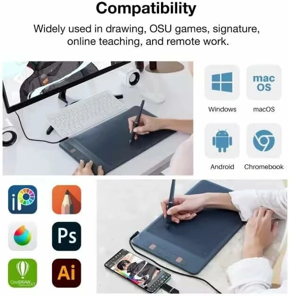 Artisul A1201 12 Inc Grafik Çizim Tableti - 8192 Seviye Basınçlı Pilsiz Kalem - Resim 3