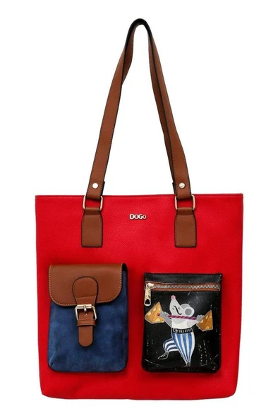 Kadın Vegan Deri Çok Renkli Omuz Çantası - Cat and Mouse Tasarım ürün görseli