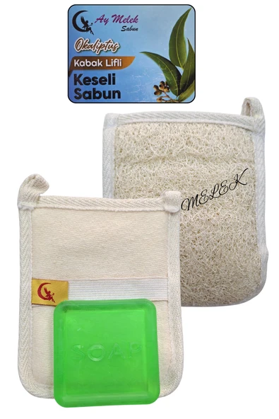 Doğal Kabak Lifli Okaliptüs Özlü Sabun Seti Doğal Kabak Lifi Banyo Kesesi - Kabak Lifli Yüz Kesesi ürün görseli