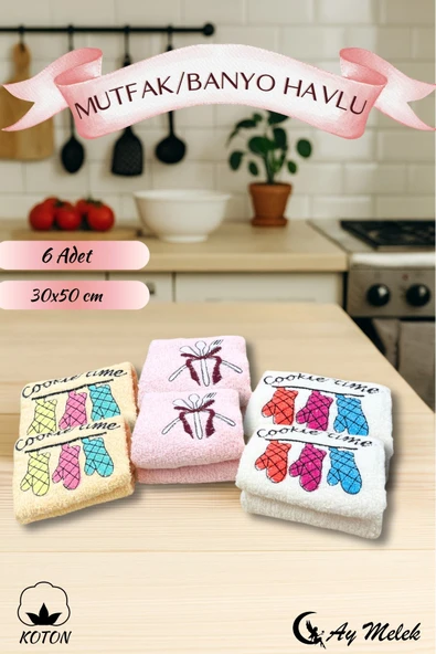 Mutfak Havlusu 6`lı set %100 Pamuklu Nakışlı El Havlusu - Resim 9