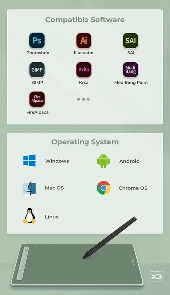 XP-Pen Deco LW Bluetooth Kablosuz Grafik Çizim Tableti 10x6  - Yeşil - Resim 4