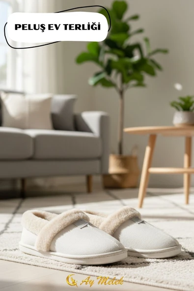 Kadın Ev Terliği İçi Tüylü Kışlık Kaymaz Taban Peluş Panduf - Resim 10