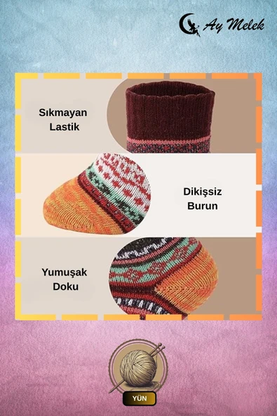 Kadın Erkek (3 çift) Termal Etkili Kışlık Dikişsiz Yün Çorap (PARFÜM YIKAMALI) - Resim 3