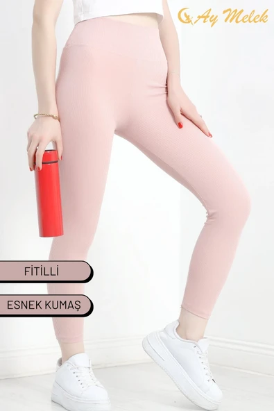 Kadın Tayt Yüksek Bel Toparlayıcı İç Göstermeyen Mevsimlik Fitilli Tayt - Resim 12