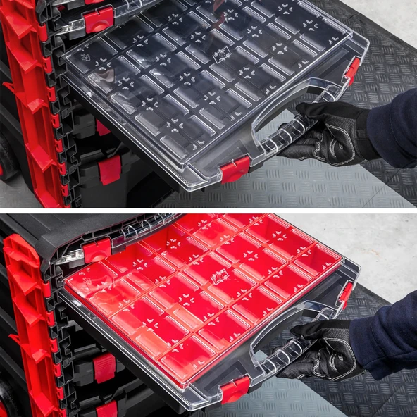 Tekerlekli 5 Katlı Taşınabilir 70 Litre Organizer Bölmeli Kulplu Kilitli Takım Çantası Alet Çanta - Resim 3