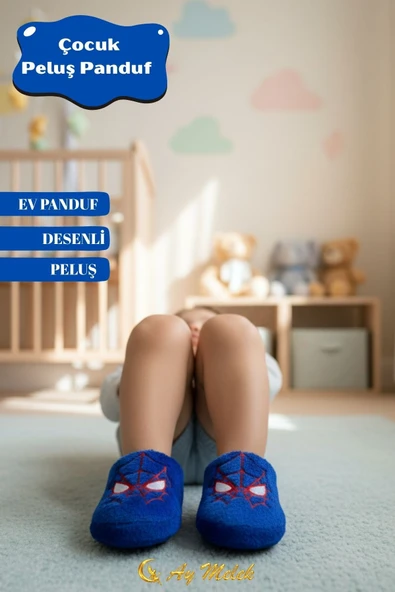 Erkek Çocuk Panduf Ev Patiği Astarlı Figürlü Ev Kreş Ayakkabısı - Resim 9