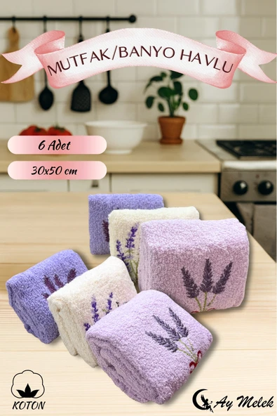 Mutfak Havlusu 6`lı set %100 Pamuklu Nakışlı El Havlusu - Resim 3