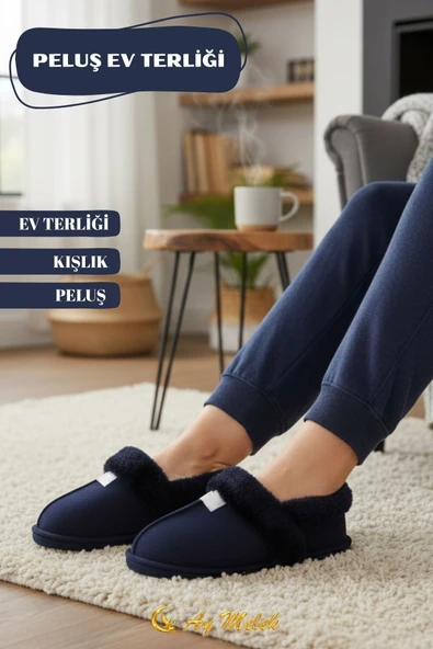 Kadın Ev Terliği İçi Tüylü Kışlık Kaymaz Taban Peluş Panduf - Resim 5