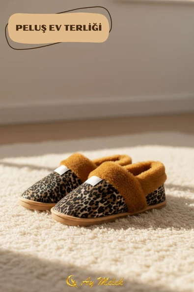 Kadın Ev Terliği İçi Tüylü Kışlık Kaymaz Taban Peluş Panduf - Resim 4
