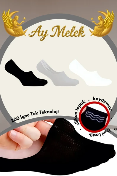 Erkek Çorap (6 Çift) Silikon Topuk Kaymayan Burun Dikişsiz Kaliteli Babet Çorap - Resim 3