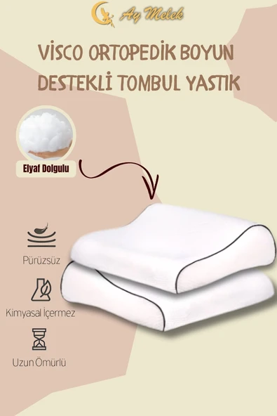 Ortopedik Yastık Visco Lüks Boyun Düzleşmesi Destekli Yastık - Resim 2