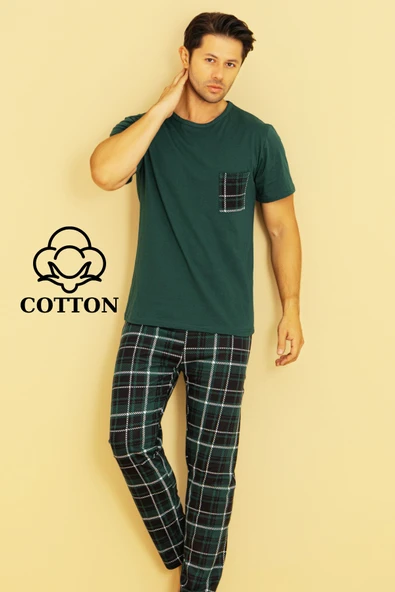 Erkek Pamuklu Pijama Takımı Cotton Gömlek ve Pijama Seti ürün görseli