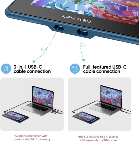 XP-Pen Artist 10 2.Gen, Bilgisayar Grafik Çizim Tableti - 10 Inc - Mavi - Resim 3