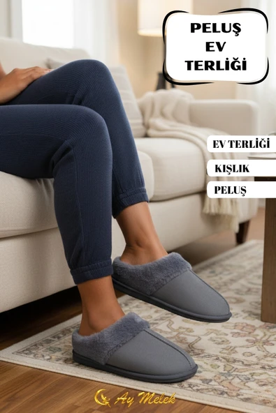 Kadın Ev Terliği İçi Peluş Kışlık Misafir Yumuşak Taban Panduf - Resim 5