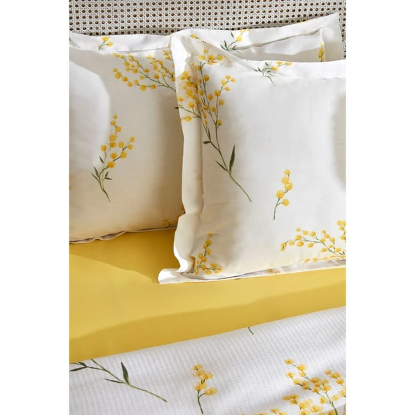 Karaca Home Loretta Çift Kişilik %100 Pamuk Beyaz Çiçek Desenli 4 Parça Pike Takımı 200x220 cm - Resim 12