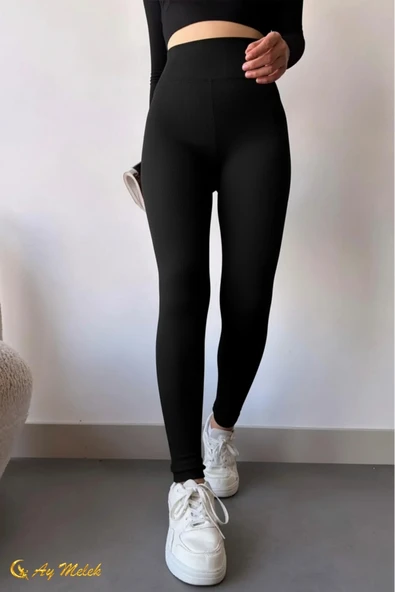 Kadın Tayt Yüksek Bel Toparlayıcı İç Göstermeyen Mevsimlik Fitilli Tayt - Resim 7