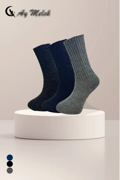 Kadın Erkek (3 Çift) Lambswool Termal Etkili Dikişsiz Uzun Şeker Çorabı - Resim 2