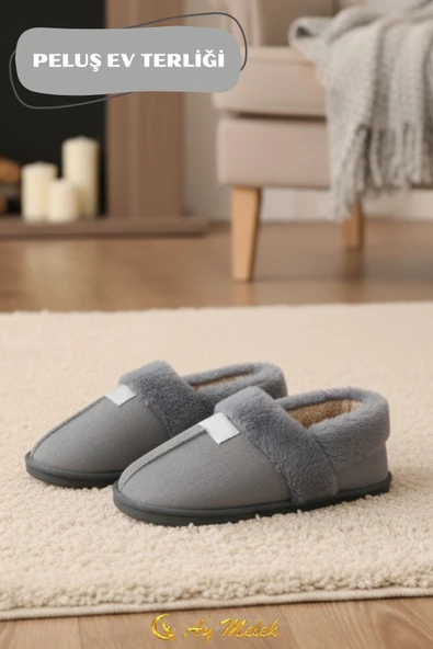 Kadın Ev Terliği İçi Tüylü Kışlık Kaymaz Taban Peluş Panduf - Resim 12