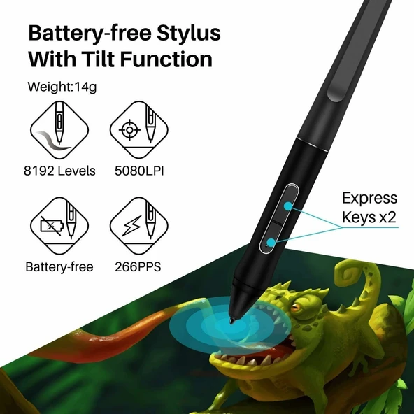 HUION KAMVAS Pro 12 GT-116 Grafik Çizim Monitörlü Çizim Tableti - Resim 2