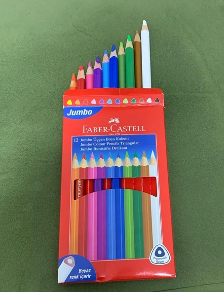 Faber-Castell  12'li Jumbo Üçgen Boya Kalemi - Resim 2