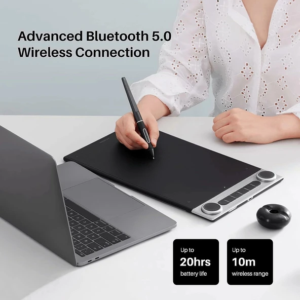 HUION Inspiroy Dial 2 Bluetooth Kablosuz Grafik Çizim Tableti - Resim 3