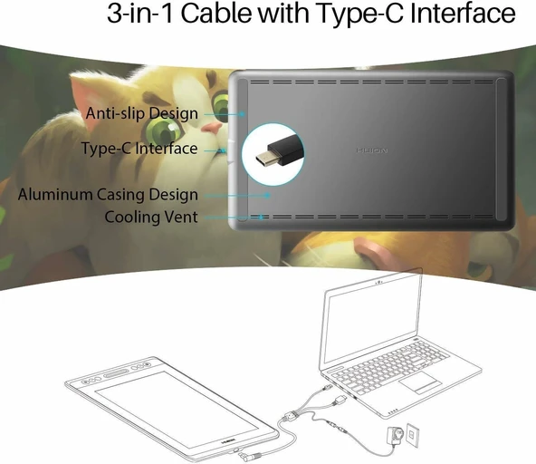HUION KAMVAS Pro 13 Standlı Grafik Çizim Monitörü - Resim 4