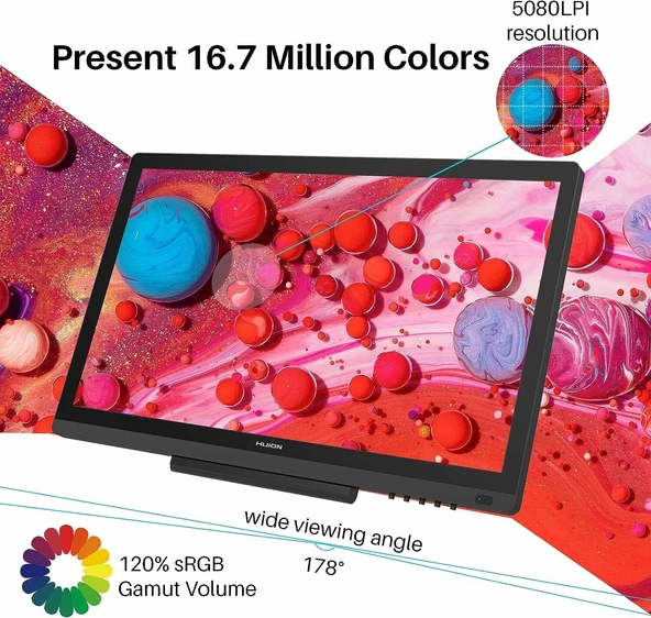 HUION KAMVAS 20 Grafik Çizim Monitörü Kalem Ekranlı Çizim Tableti - Resim 2