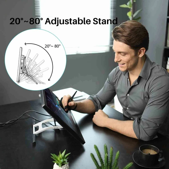 HUION KAMVAS 20 Grafik Çizim Monitörü Kalem Ekranlı Çizim Tableti - Resim 4