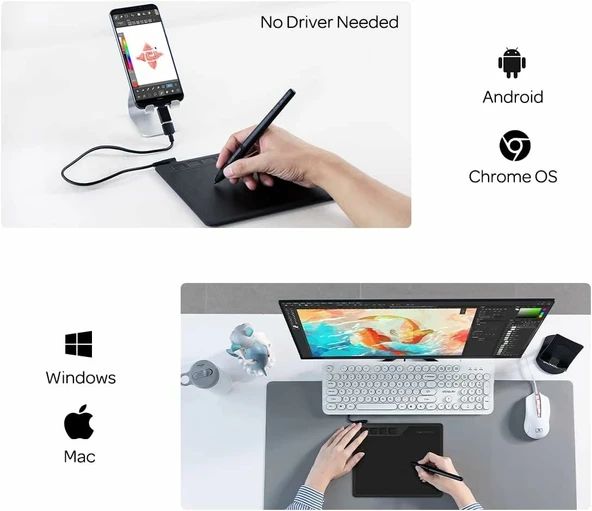 GAOMON S620 6.5x4 Inc Grafik Tablet - 8192 Pasif Kalem 4 Ekspres Tuş - Resim 4