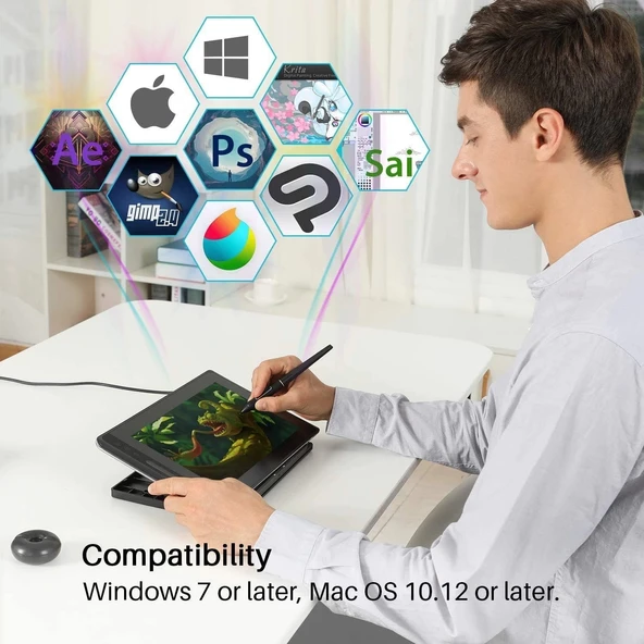 HUION KAMVAS Pro 12 GT-116 Grafik Çizim Monitörlü Çizim Tableti - Resim 4