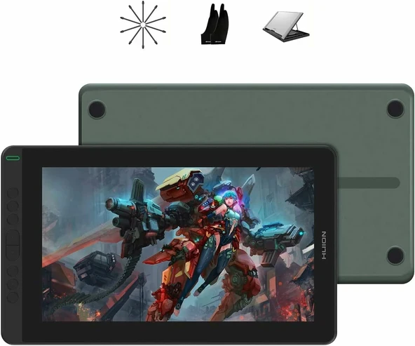 HUION KAMVAS 13 Grafik Çizim Tableti, Ayarlanabilir Stand - Yeşil ürün görseli 1