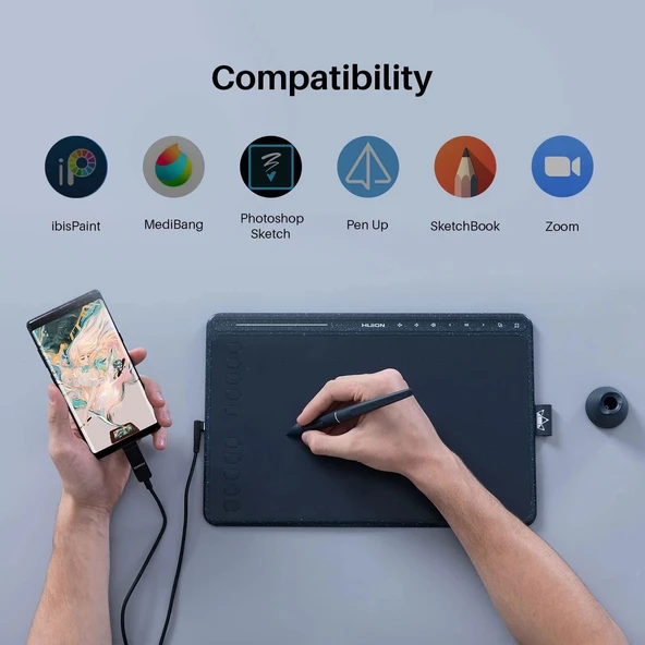 HUION HS611 Grafik Çizim Tableti - Android Destekli Kalem Tablet - Resim 4