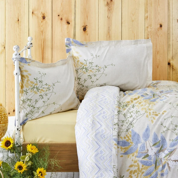 Karaca Home Clarinda Hardal %100 Pamuk Çift Kişilik Lastik Çarşaflı Nevresim Takımı - Resim 3